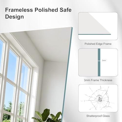 24x32 Inch Frameless Mirror, Frameless Bathroom Mirror - Image 4