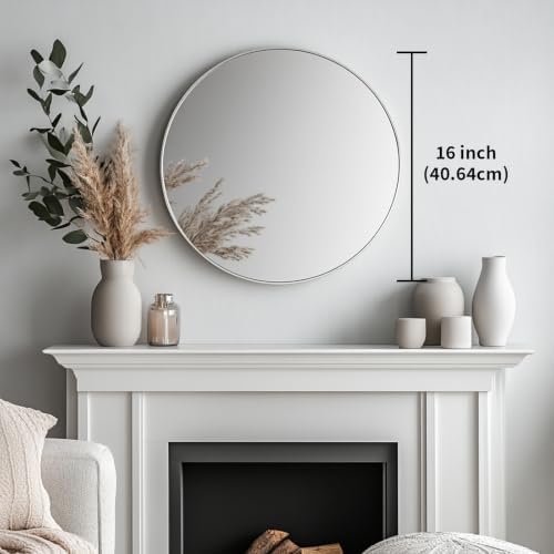 Oruii Small Round Mirror, 16 inch Silver Circle Mirror - Image 3