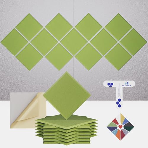 12 Pack Self-Adhesive Acoustic Panels, 2nd Generation Sound Absorbing Panel by DEXMOKO