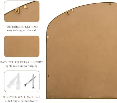 28"x36" Large Arch Wall Mirror, Decorative Beaded Frame Hanging Vanity Mirror - Image 7