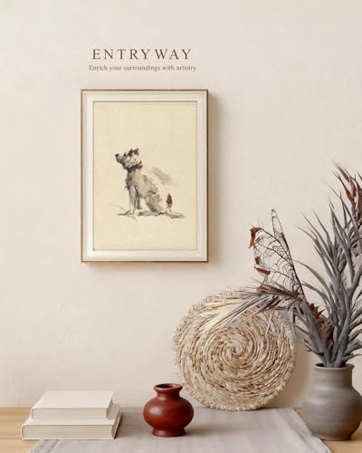 VIYYIEA Framed Dog Sketch Canvas Wall Art Rustic, 12x16 Inch - Image 2