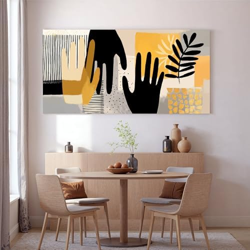 I@U Abstract Boho Wall Art Prints Minimalist Black Yellow Wall Art Decor Modern - Image 6