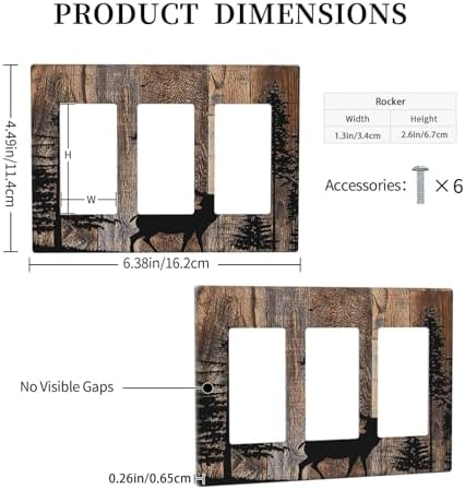 Light Switch Covers Rustic Forest Antler Elk Deer Silhouettes Animals Wood - Image 5