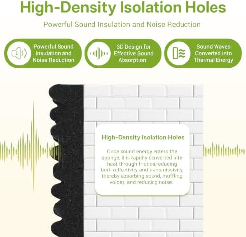 54 Pack Acoustic Foam Panels 12“ × 12” × 1" Egg Pattern Acoustic Wall Panels - Image 3