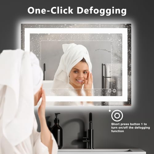 DUMOS 32.1"x40.1" LED Bathroom Mirror, Bathroom Vanity Mirror - Image 3