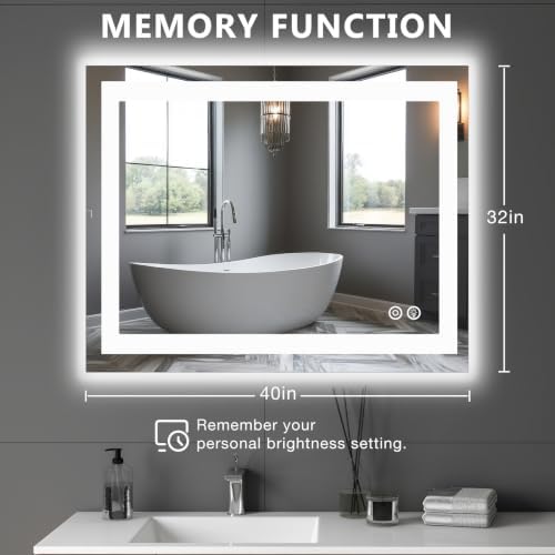 DUMOS 32.1"x40.1" LED Bathroom Mirror, Bathroom Vanity Mirror - Image 2