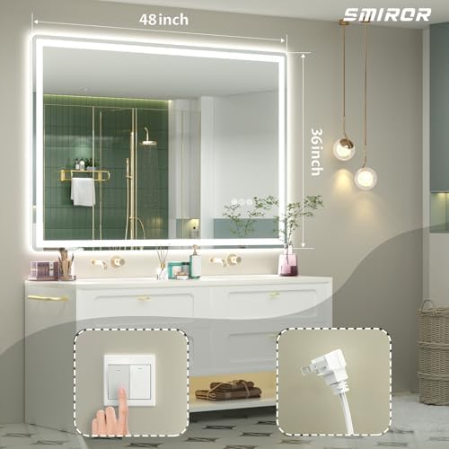 SMIROR 48x36 LED Lighted Bathroom Vanity Mirror - Image 2