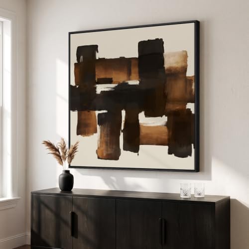 Extra Large Framed Brown Black Abstract Wall Art - Image 2
