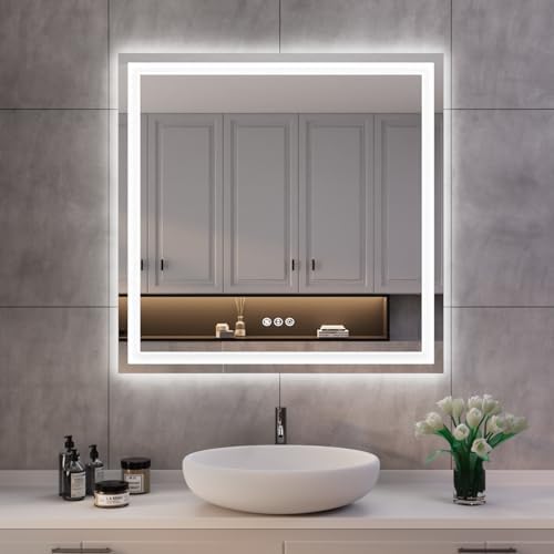 ISKM 32x32 LED Mirror for Bathroom, Front and Back Lit by ISKM-IStillKeepMovin