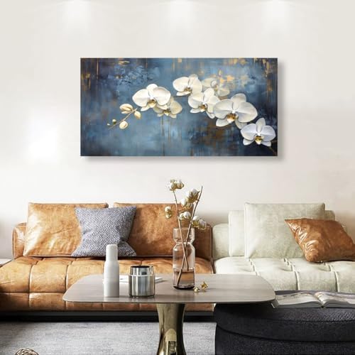 Abstract White Butterfly Orchid Canvas Wall Art - Image 6