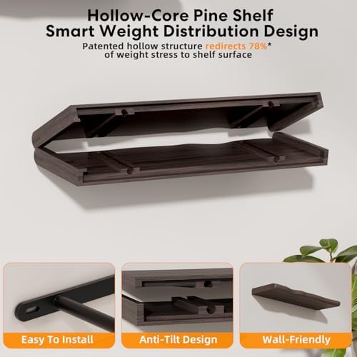 Organic Wavy Edge Floating Shelves, Hidden Brackets, 2 Pack 24 in - Image 4