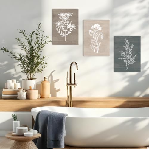 BINCUE Neutral Botanical Plant Canvas 6 Pieces Rustic Farmhouse Wall Art - Image 4