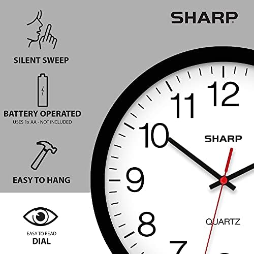 Sharp 12-Inch Battery Wall Clock, Silent Non-Ticking - Image 5