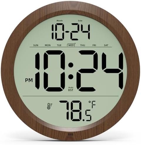 Digital Wall Clock Battery-Operated, 8 Inch Small Decorative Modern Wood Wall by DigitalClocks