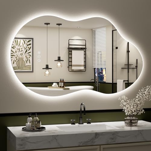 40x24 Asymmetrical LED Mirror for Bathroom Lighted Vanity Mirror by Awandee