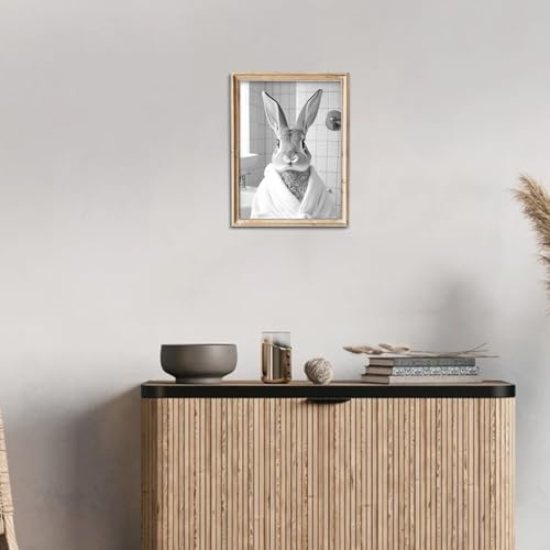 uniro Funny Bathroom Wall Art Prints Black and White Bath towel bunny Bathroom - Image 5