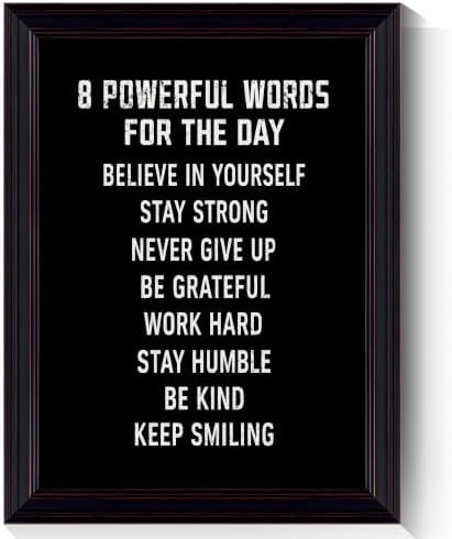 8 Powerful Words For The Day Motivational Canvas Wall Art, Positive Affirmation by Handmade