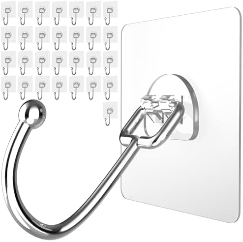 Latoxcaa 30-Pack Transparent Heavy Duty Adhesive Hooks by Latoxcaa-SpaceMaster