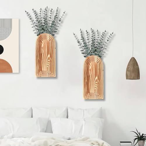 Dnnnii 2 Pack Wooden Wall Vase Set - Image 6