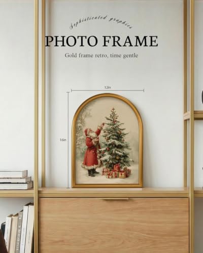 VIYYIEA Gold Framed Wall Art, Santa Claus and Tree - Image 5