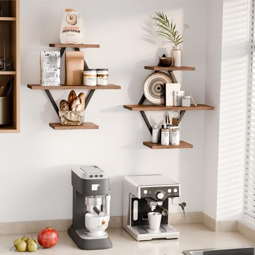 Floating Wall Shelves, Rustic Brown - Image 3