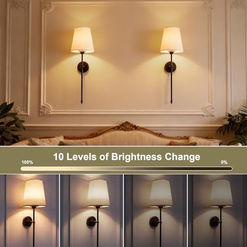 Battery Operated Wall Sconces Set of 2, Rechargeable Wireless Wall Lights - Image 6