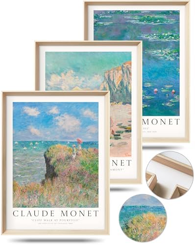 HesenDot Framed Wall Art, Claude Monet Impressionism Canvas Prints Set by HesenDot
