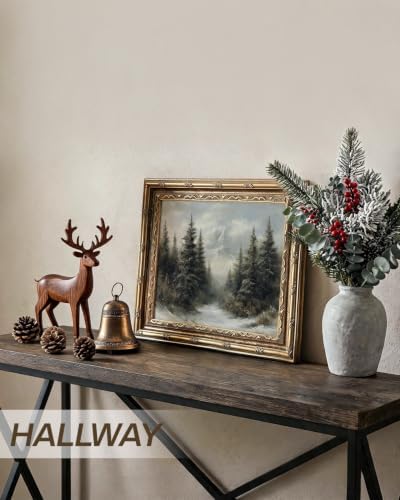 InSimSea Gold Framed Winter Forest Wall Art, Landscape Painting, 13x16 Inch - Image 6