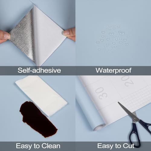 Blue Peel and Stick Wallpaper Self-Adhesive Contact Paper Tear Resistant - Image 2