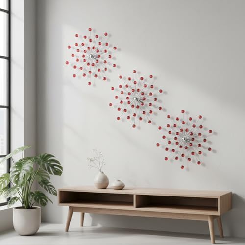 ZEXUIRU 3 Set Silver Starburst Wall Art - Image 3