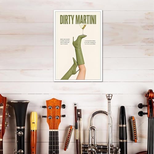 Green Cowgirl Boots Canvas Wall Art Trendy Olive Martini Print Poster Preppy - Image 4