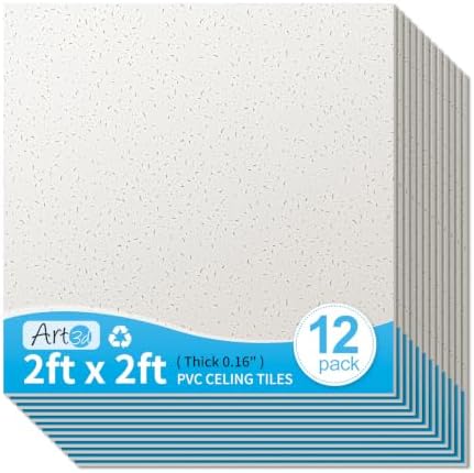 Art3d 2x2 Ft Printed Stucco Decorative Drop Ceiling Tiles by Art3d