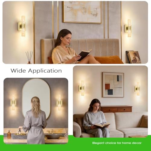 2 Pack Gold LED Wall Sconces, 10W 3000K Warm White Hardwired Wall Mounted Light - Image 5