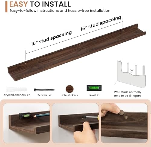 Dreamland Picture Ledge Shelf for Wall, Floating Shelves Set of 2, 48 Inch Long - Image 4