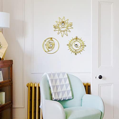 Metal Golden Wall Decor Abstract Sun Moon Star Wall Art, Planet Wall Decor - Image 4