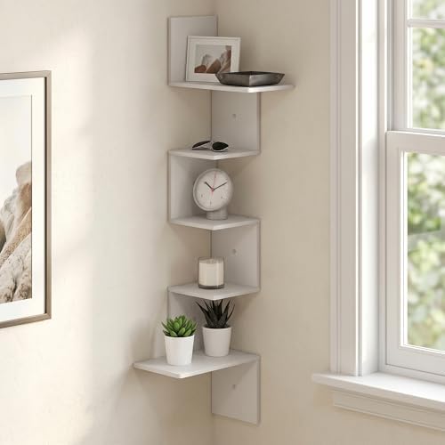 5-Tier Corner Square Wall Shelf, Radial Wall Mounted Book Shelf, Corner by Mikkagu