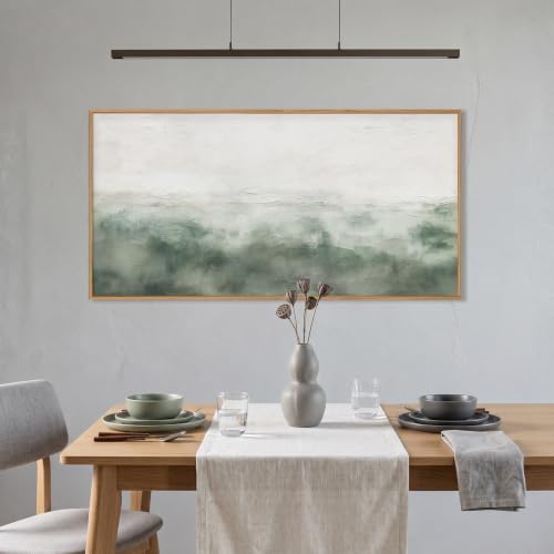 Large Abstract Grey Green Framed Canvas Wall Art- 20"x40"x1 - Image 4
