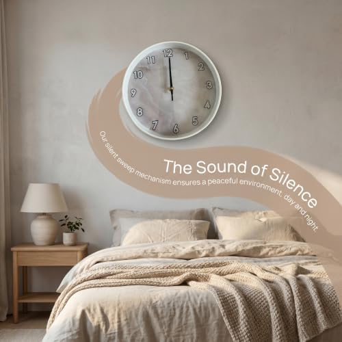 Beige White Marble Texture Luxury wall Clock Silent Non Ticking Battery - Image 4