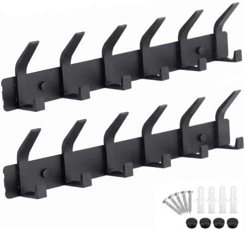 Coat Rack Wall Mounted, 6 Coat Hooks by ZGELIN