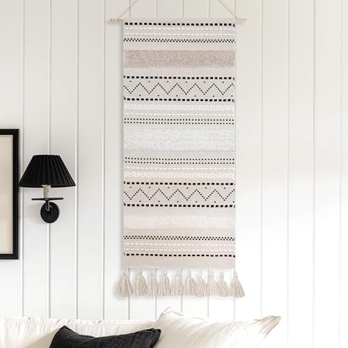 BlissBlush Long Vertical Wall Hanging Tapestry Woven Boho Farmhouse Decor Black by BlissBlush