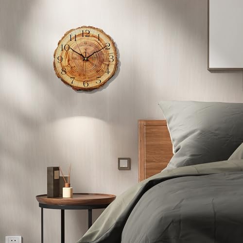 Lafocuse 12 Inch Brown Wooden Rustic Wall Clock - Image 3