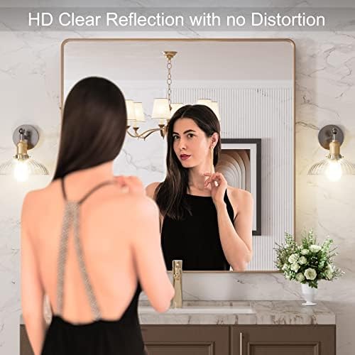LOAAO 36"X36" Gold Bathroom Mirror - Image 2