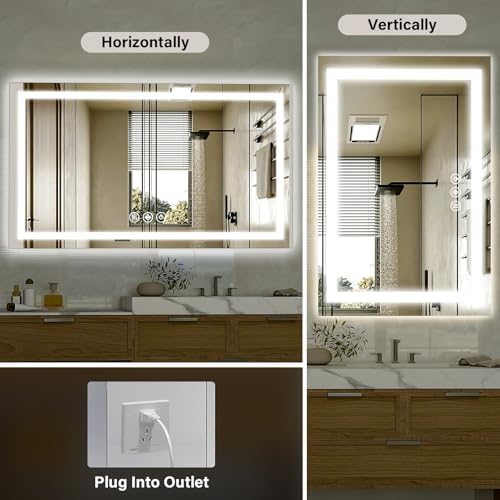 XRAMFY 40"X60"LED Bathroom Mirror, Backlit + Front Lit Wall Mirror - Image 4