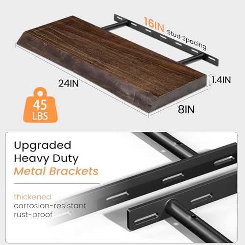 Live Edge Floating Shelves for Wall, Farmhouse Floating Shelf for Living Room - Image 3