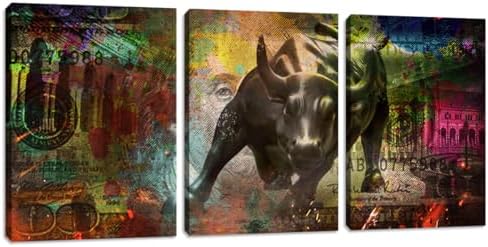 3 Pieces Bull Motivational Wall Art Canvas Poster Print Office Wall Decor by Yetaryy