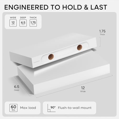 Homeforia 12 Inch Floating Shelves, High-End Solid Pine Wood - Image 2