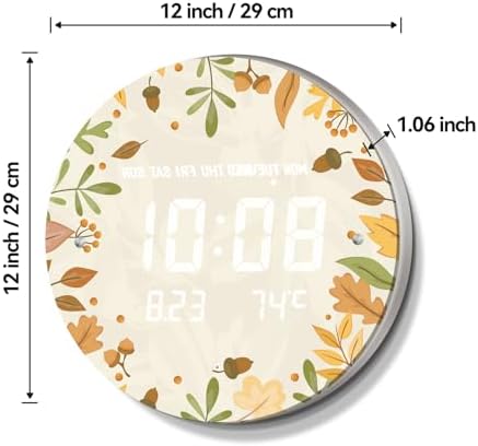 Digital LED Wall Clock for Home & Office, Autumn Leaf - Image 2