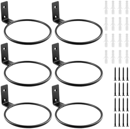 Jiozermi 6 Pack 5 inch Flower Pot Holder Ring, Matte Black by Jiozermi