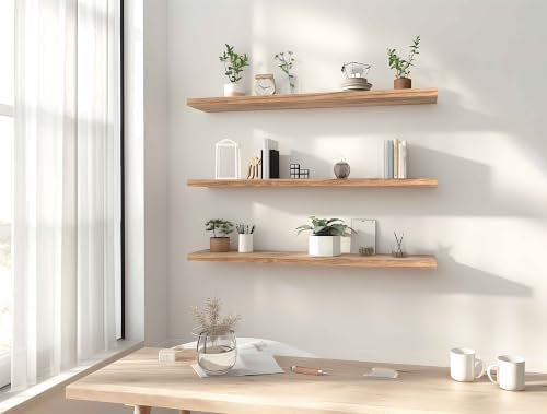 36 Inch Light Wood Floating Shelves - Image 6