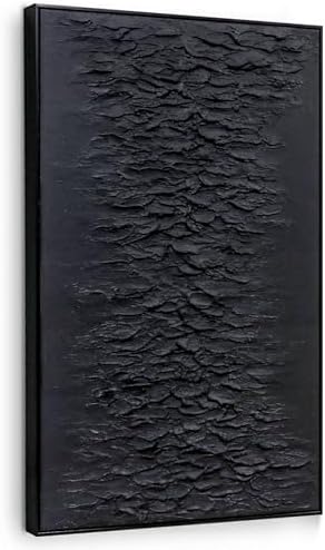 Zessonic Black Hand-Painted Thick Textured 3D Abstract Wall Art by Zessoinc